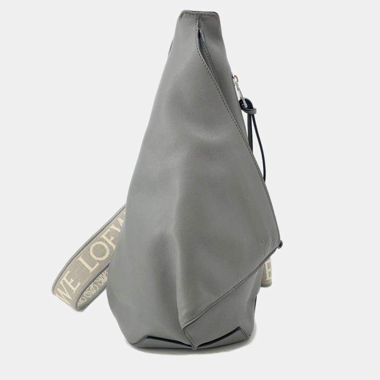 Pre Owned Loewe Anton Sling Bag Gray Leather