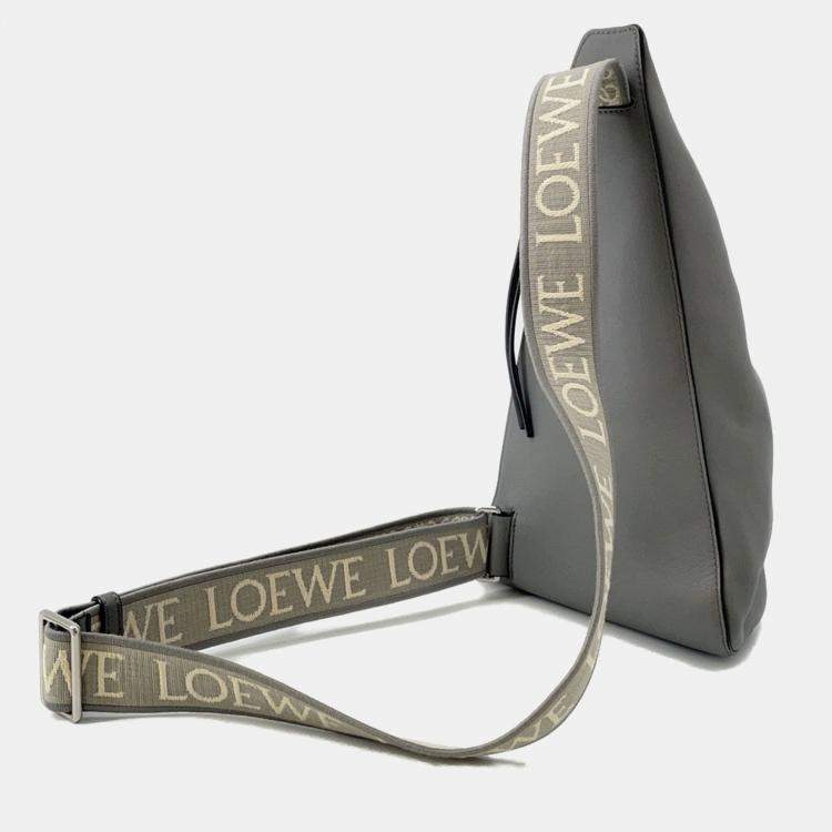 Pre Owned Loewe Anton Sling Bag Gray Leather