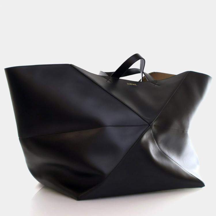 Pre Owned Loewe XXL Black Calfskin Puzzle Fold Tote