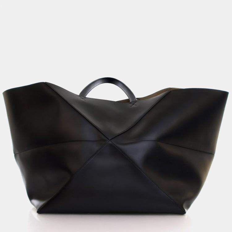 Pre Owned Loewe XXL Black Calfskin Puzzle Fold Tote
