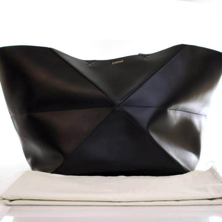 Pre Owned Loewe XXL Black Calfskin Puzzle Fold Tote