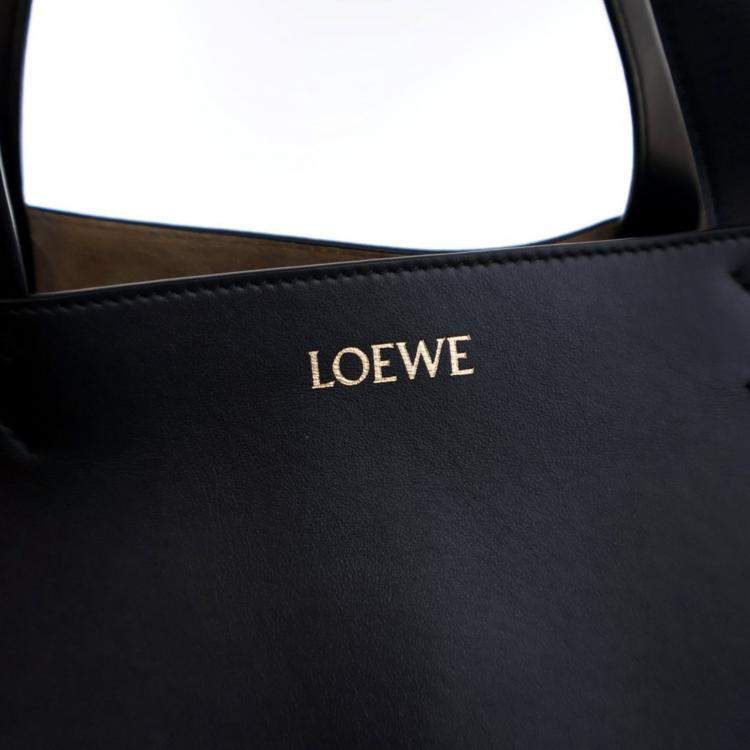 Pre Owned Loewe XXL Black Calfskin Puzzle Fold Tote