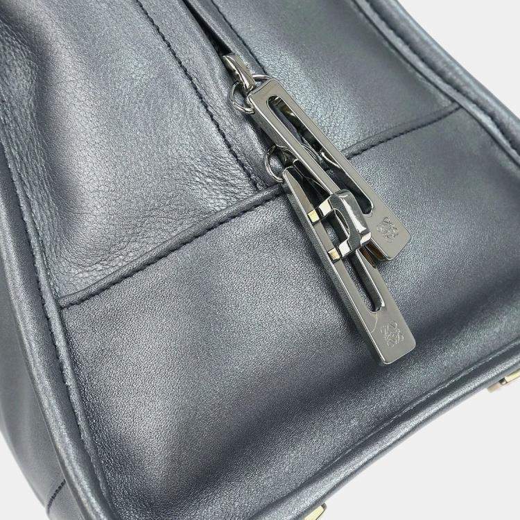 Pre Owned Loewe Silver Lambskin Amazona 28 Handbag