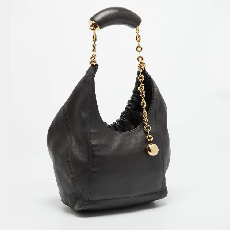 Pre Owned Loewe Squeeze Small Choco Brown Leather Shoulder Bag