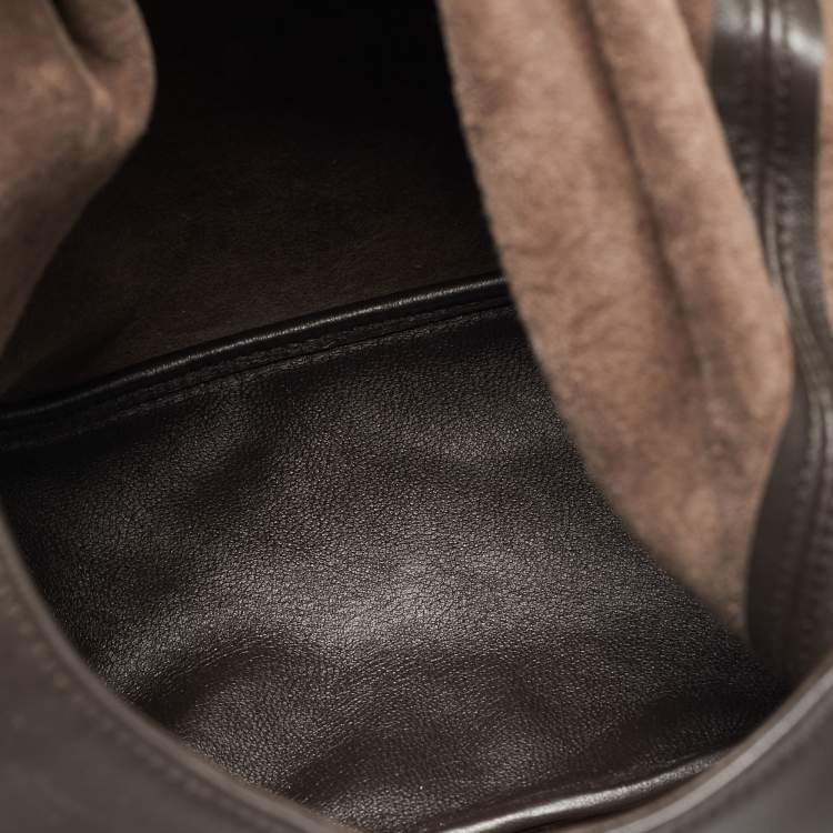 Pre Owned Loewe Squeeze Small Choco Brown Leather Shoulder Bag