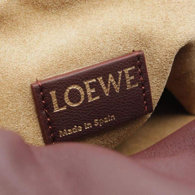 Pre Owned Loewe Flamenco Purse Medium Shoulder Bag Leather Bordeaux