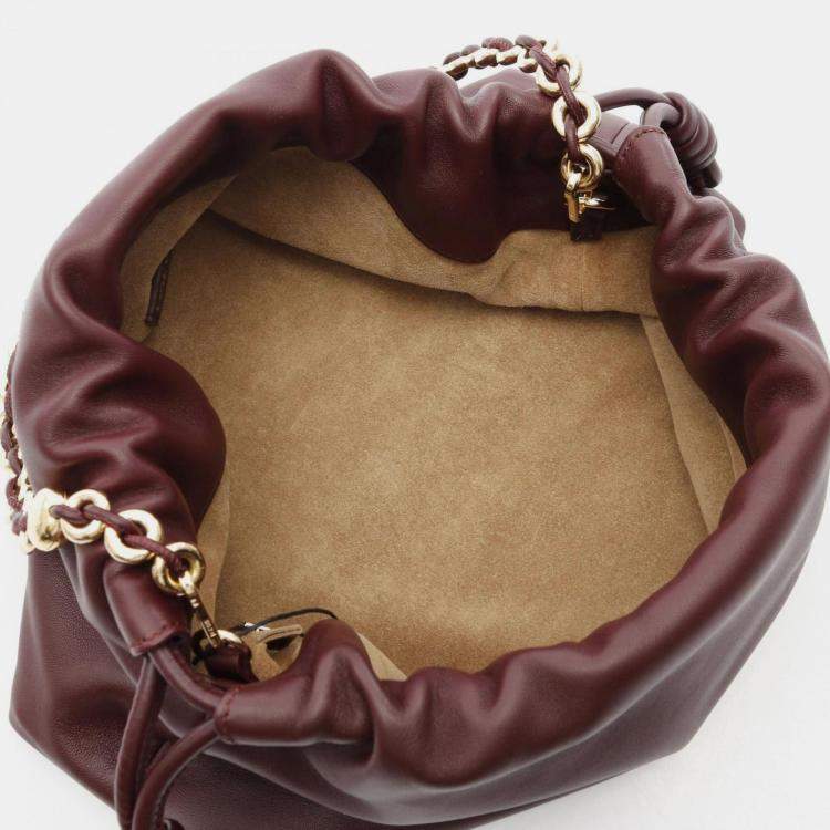 Pre Owned Loewe Flamenco Purse Medium Shoulder Bag Leather Bordeaux