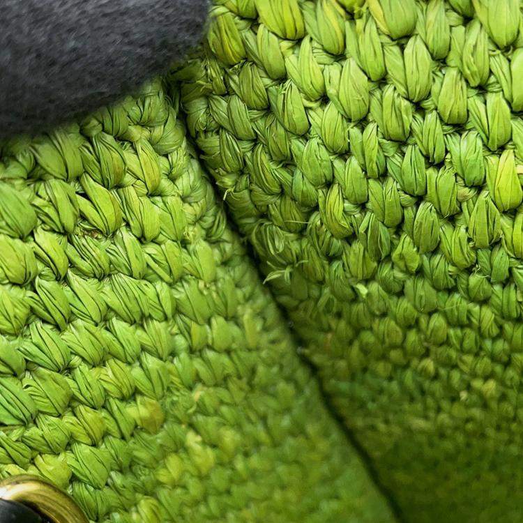 Pre Owned Loewe Font Tote Bag Green Raffia Leather Size Small