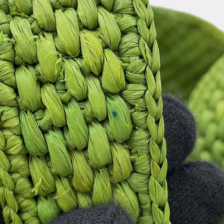 Pre Owned Loewe Font Tote Bag Green Raffia Leather Size Small