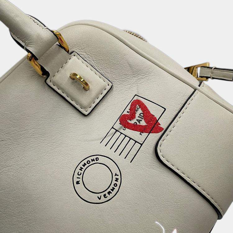 Pre Owned Loewe Amazona 16 Square Shoulder Bag Chinese Tanabata Limited Edition Collection White Calf Leather Size 16