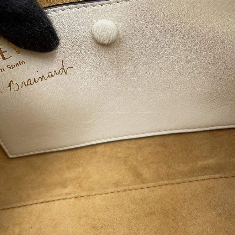 Pre Owned Loewe Amazona 16 Square Shoulder Bag Chinese Tanabata Limited Edition Collection White Calf Leather Size 16