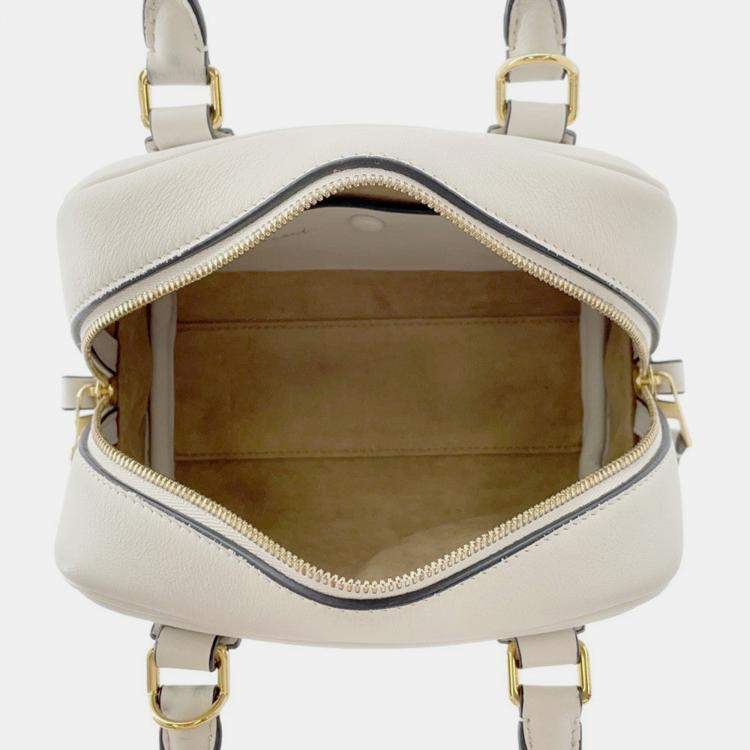 Pre Owned Loewe Amazona 16 Square Shoulder Bag Chinese Tanabata Limited Edition Collection White Calf Leather Size 16
