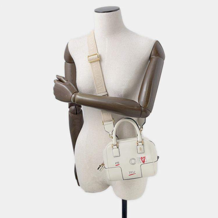 Pre Owned Loewe Amazona 16 Square Shoulder Bag Chinese Tanabata Limited Edition Collection White Calf Leather Size 16