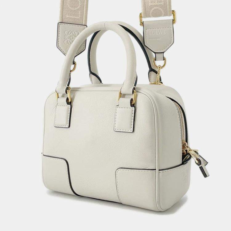 Pre Owned Loewe Amazona 16 Square Shoulder Bag Chinese Tanabata Limited Edition Collection White Calf Leather Size 16