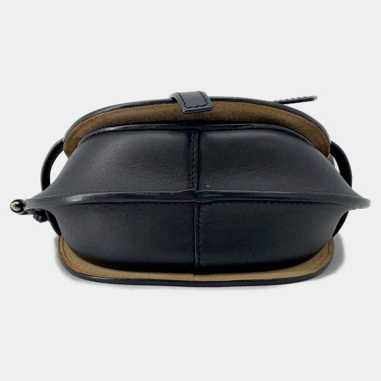 Pre Owned Loewe Gate Dual Shoulder Bag Black Leather Size Mini