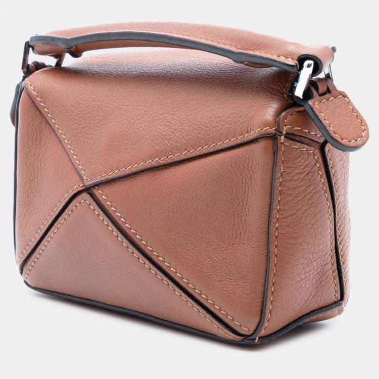 Pre Owned Loewe Brown Nano Calfskin Puzzle Satchel