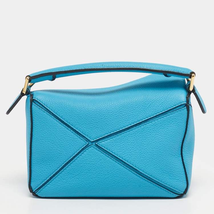 مملوكة مسبقًا Loewe Puzzle Mini Blue Leather Shoulder Bag