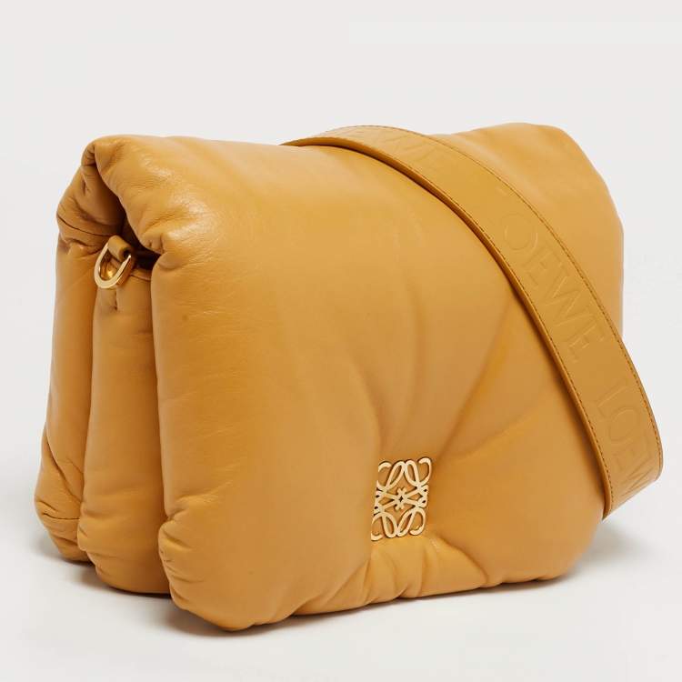 Pre Owned Loewe Puffer Goya Mustard Leather Shoulder Bag