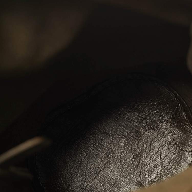 Pre Owned Loewe Anagram Cutout Olive Green Leather Bucket Pouch Bag