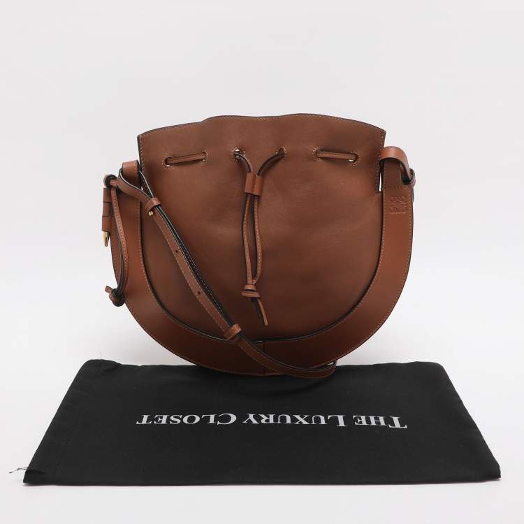 Pre Owned Loewe Horseshoe Brown Leather Shoulder Bag