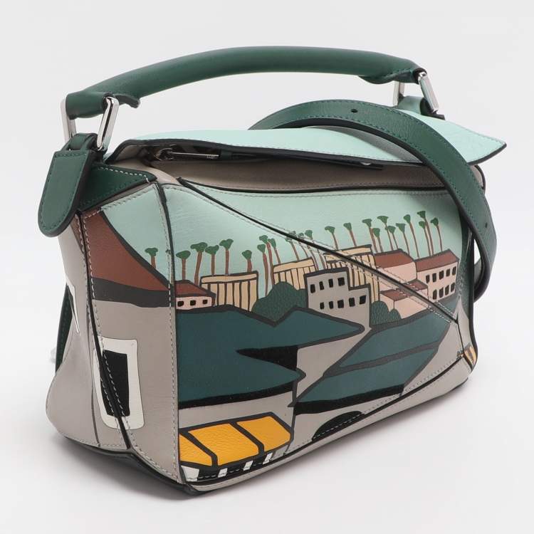 Pre Owned Loewe Puzzle 10 Ken Price Re-edition Multicolor Leather Shoulder Bag