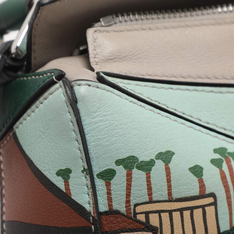 Pre Owned Loewe Puzzle 10 Ken Price Re-edition Multicolor Leather Shoulder Bag