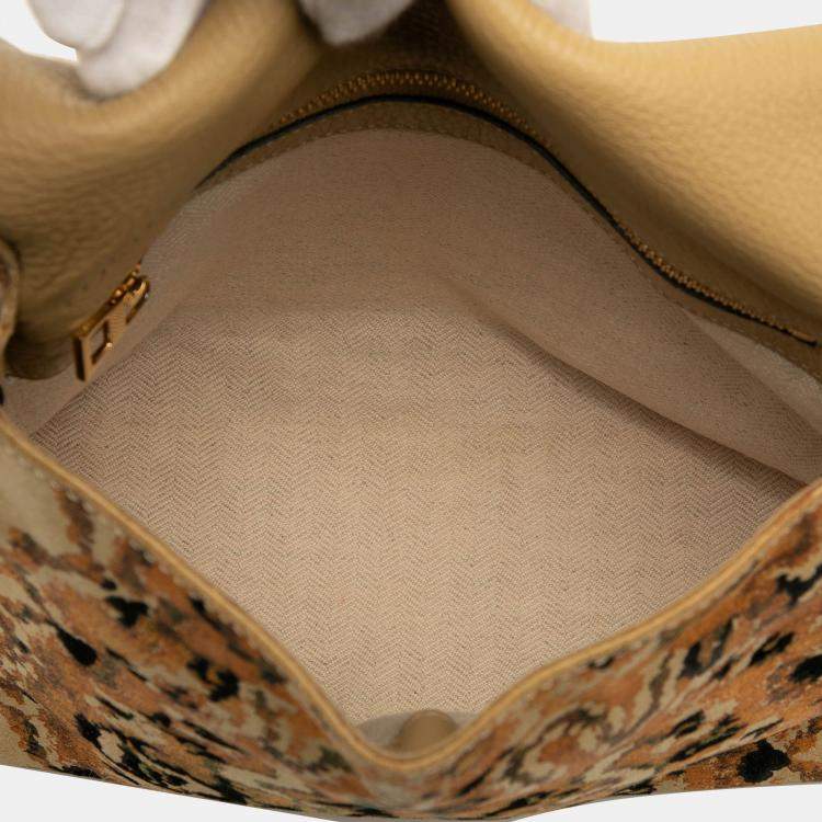 Pre Owned Loewe Brown Suede Tapestry Flamenco Knot Crossbody