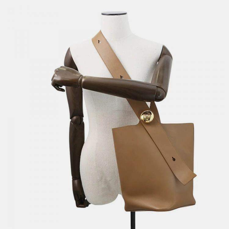 Pre Owned Loewe Pebble Bucket Bag Oak Smooth Calf Leather Size Medium