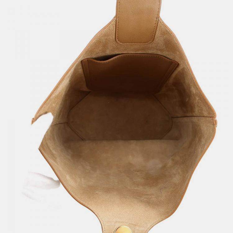 Pre Owned Loewe Pebble Bucket Bag Oak Smooth Calf Leather Size Medium