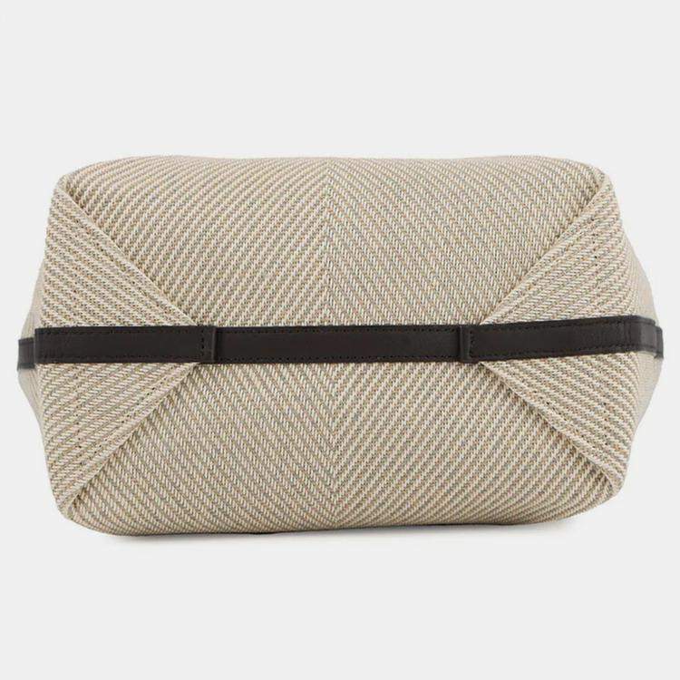 Pre Owned Loewe Puzzle Fold Tote Beige/Brown Raffia Calf Leather Size Medium