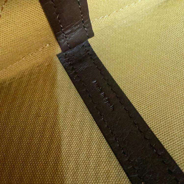 Pre Owned Loewe Puzzle Fold Tote Beige/Brown Raffia Calf Leather Size Medium