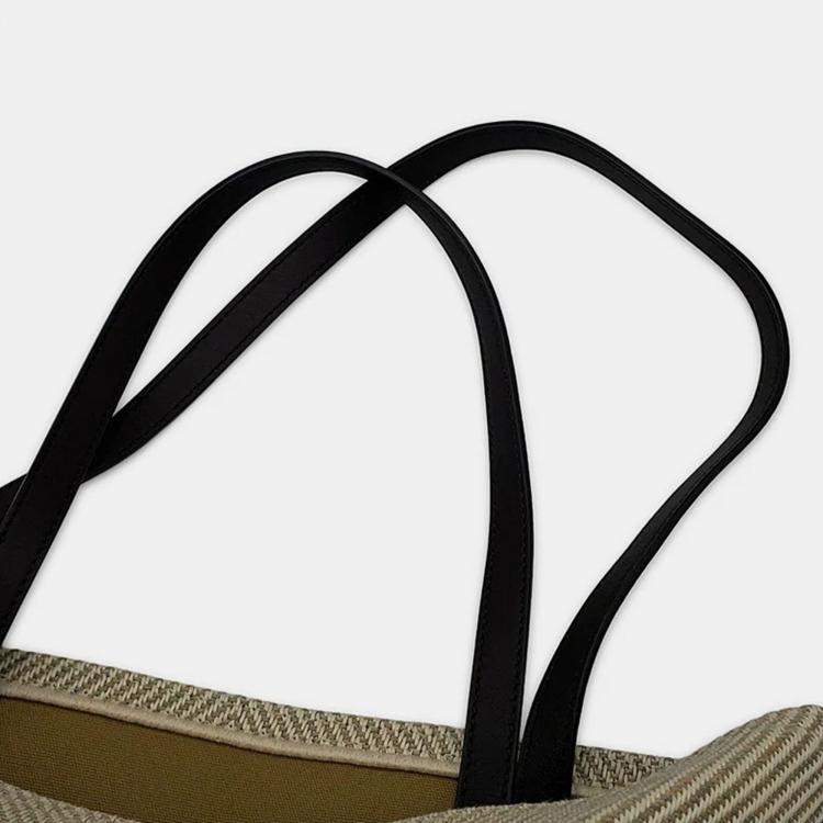 Pre Owned Loewe Puzzle Fold Tote Beige/Brown Raffia Calf Leather Size Medium