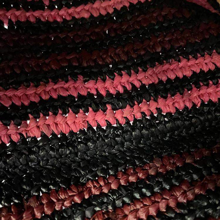 Pre Owned Loewe Paula Ibiza Puzzle Fold Tote Burgundy/Pink/Beige/Black Raffia Leather Size Medium