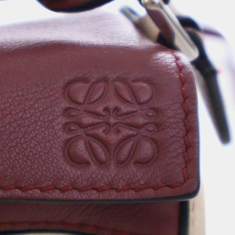Pre Owned Loewe Red Mini Bicolor Calfskin Puzzle Satchel