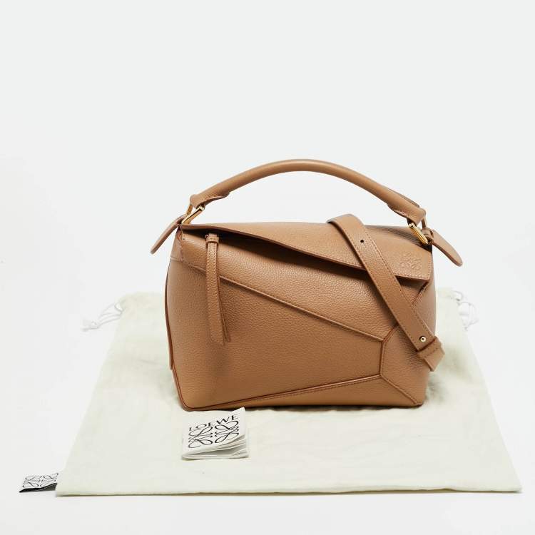 Pre Owned Loewe Puzzle Small Beige Leather Shoulder Bag