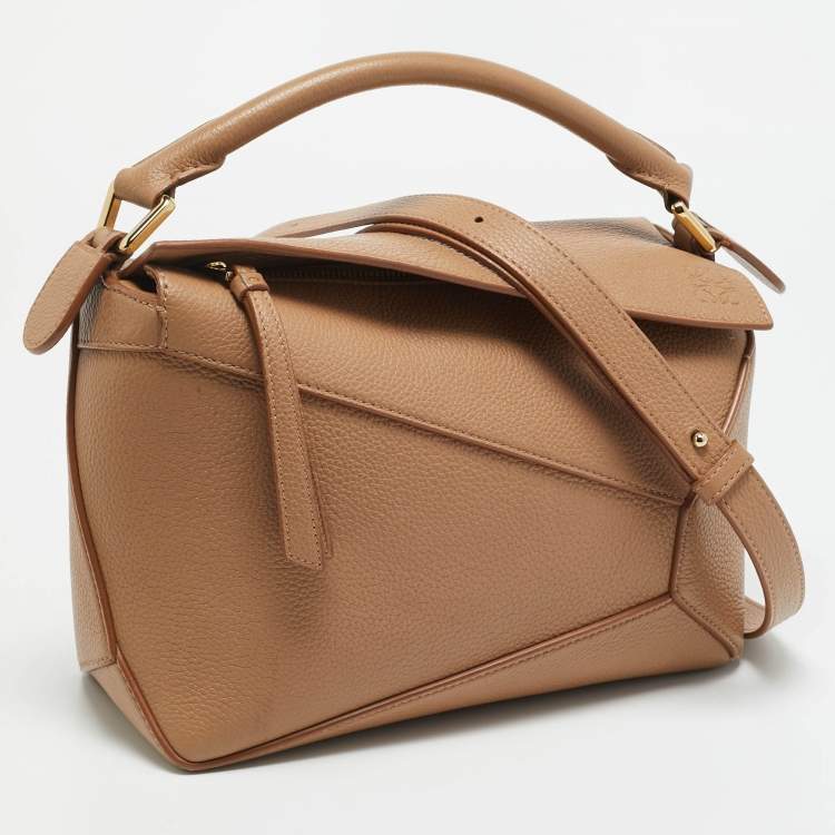 Pre Owned Loewe Puzzle Small Beige Leather Shoulder Bag