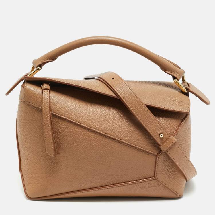 Pre Owned Loewe Puzzle Small Beige Leather Shoulder Bag