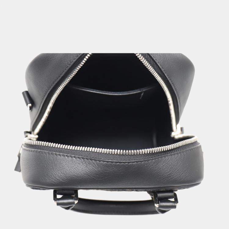 Pre Owned Loewe Black Amazona 15 Leather Trimmed Logo Jacquard Messenger Bag