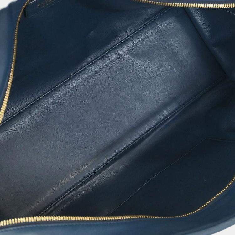 Pre Owned Loewe Amazona 36 Blue Nappa Calfskin Leather Top Handle Bag