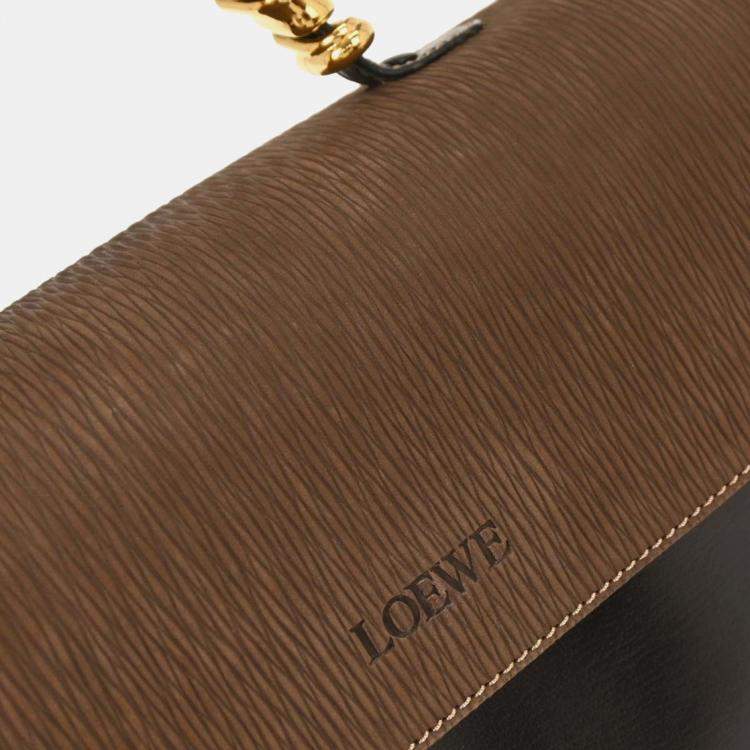 Pre Owned Loewe Velazquez Black Brown Leather Top Handle Bag