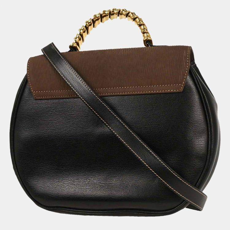 مملوكة مسبقًا Loewe Velazquez Black Brown Leather 2Way Shoulder Bag
