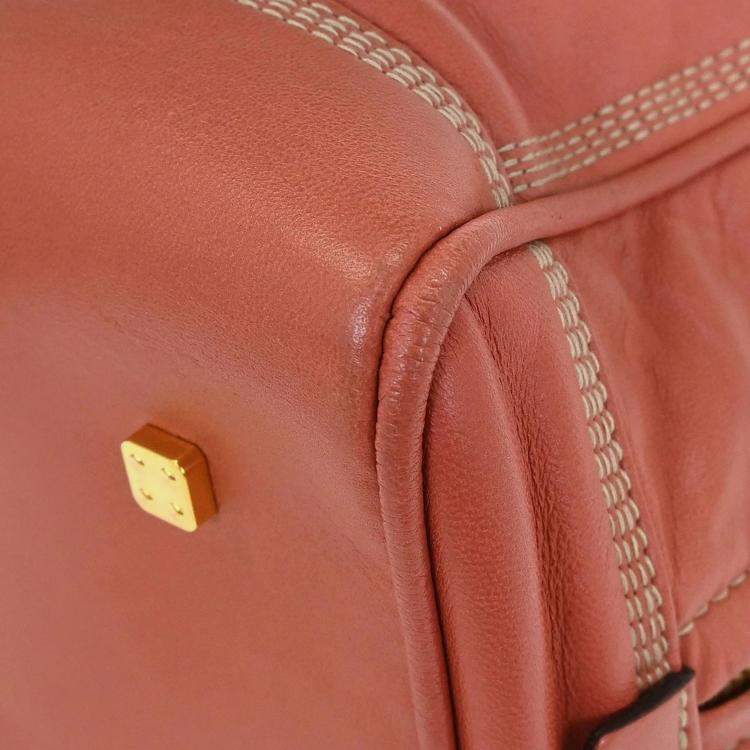 Pre Owned Loewe Amazona 28 Pink Lambskin Leather Top Handle Bag