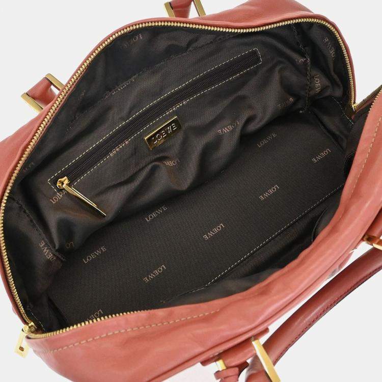 Pre Owned Loewe Amazona 28 Pink Lambskin Leather Top Handle Bag