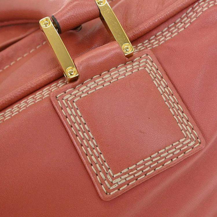 Pre Owned Loewe Amazona 28 Pink Lambskin Leather Top Handle Bag