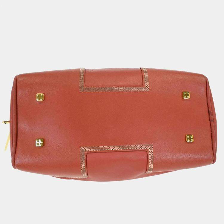 Pre Owned Loewe Amazona 28 Pink Lambskin Leather Top Handle Bag