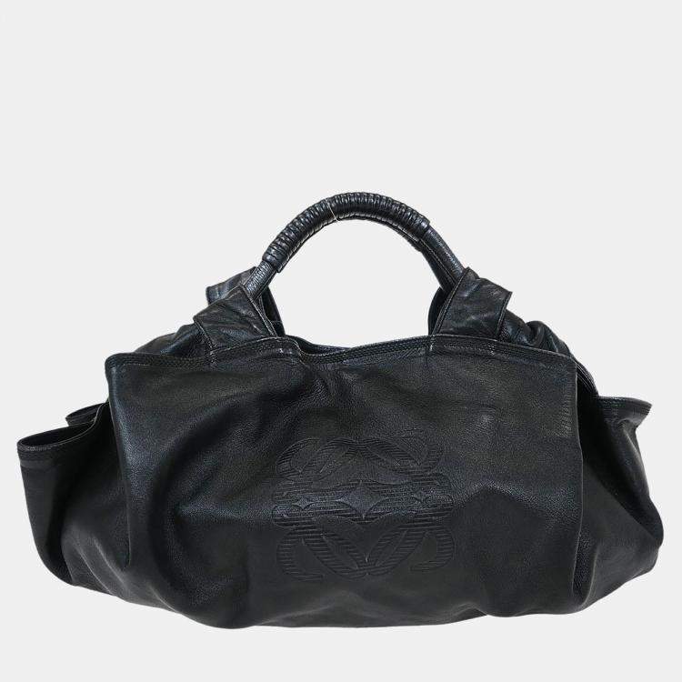 Pre Owned Loewe Aire Black Nappa Lambskin Leather Tote Bag