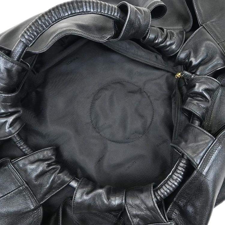 Pre Owned Loewe Aire Black Nappa Lambskin Leather Tote Bag