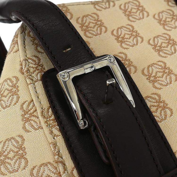 Pre Owned Loewe Senda Anagram Beige Canvas Top Handle Bag