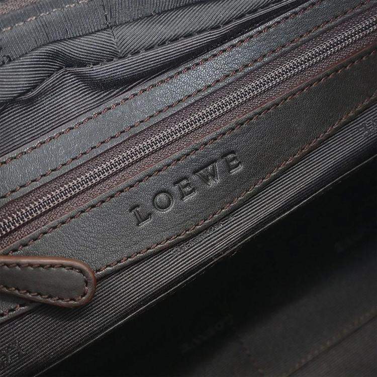 Pre Owned Loewe Senda Anagram Beige Canvas Top Handle Bag