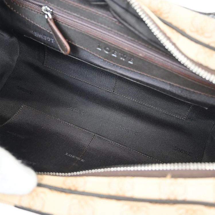 Pre Owned Loewe Senda Anagram Beige Canvas Top Handle Bag